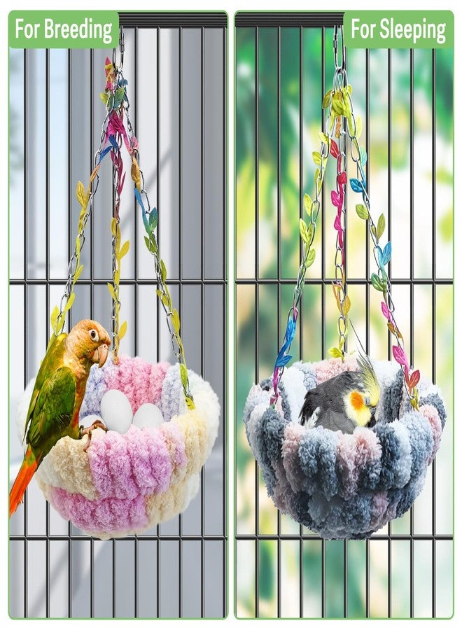kathson Hanging Bird Bed, Hammock for Cage Winter Warm Bird Plush Nest Parrot Sleeping Bed for Budgie Lovebird Conure Quaker (Diameter 6.3 in, Pink) - Image 4
